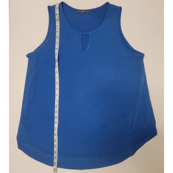 Women's L Gyft Deep Sea Blue Keyhole Sleeveless Blouse - Picture 5 of 8